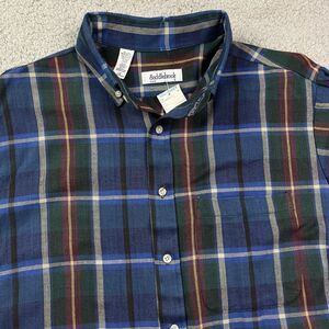 VTG Saddlebrook‎ Shirt Mens Plaid Long Sleeve Western Blue Green Shirt 90s Sz L